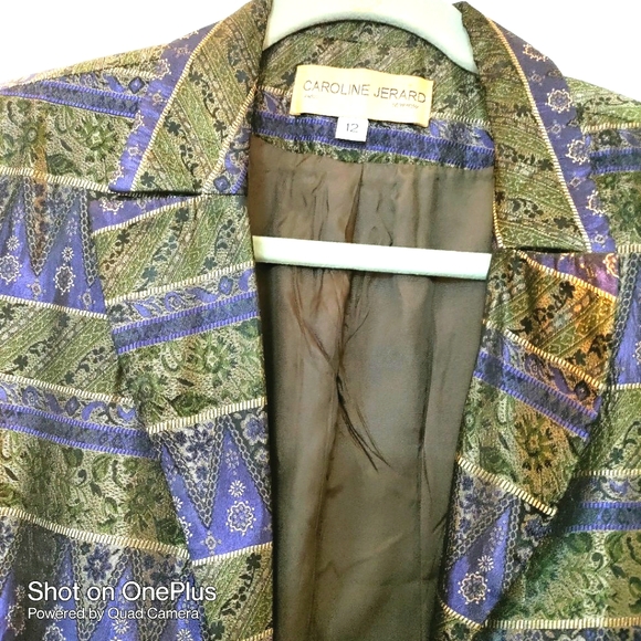 Caroline JERARD Women's Multicolor Jacquard Tapestry Knee Length Coat size 12 - Picture 3 of 8